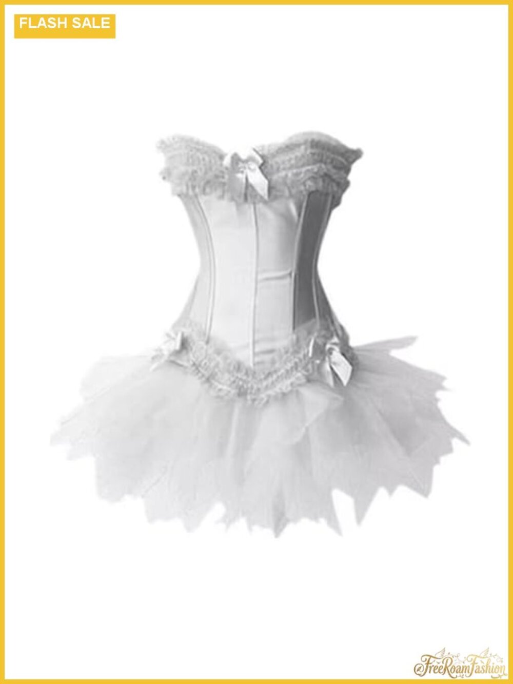 Satin Burlesque Corset Bustier Top with Tutu Skirt Showgirl Costume